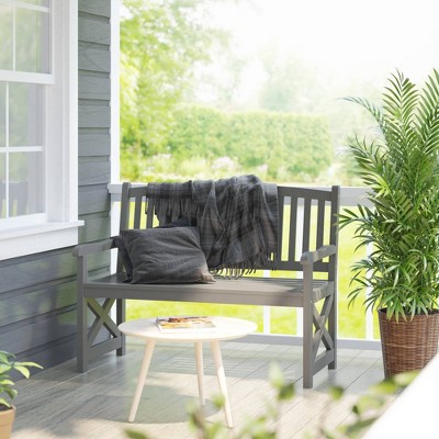 Outdoor Acacia Bench - Gray - TK Classics