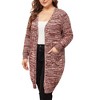 Agnes Orinda Women's Plus Size Contrast Color Open Front Long Sleeve with Pockets Cardigans - 2 of 4