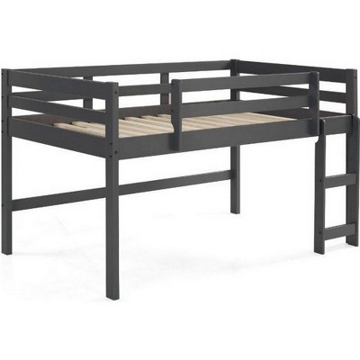 Twin Loft Bed With Wooden Frame And Reversible Ladder Gray - Benzara ...