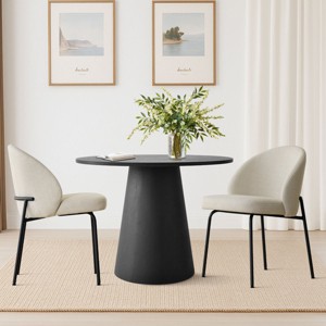 Small Dining Table Set for 2, Modern Round Pedestal Table and Upholstered Chairs with Metal Legs for Kitchen Nook or Dining Room-Tanpinhause - 1 of 4