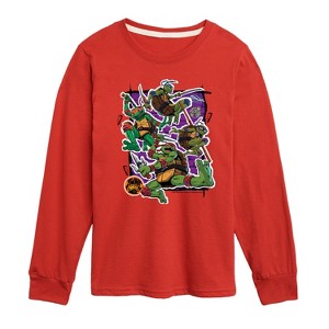 Boys' - Teenage Mutant Ninja Turtles Mutant Mayhem - Brotherhood Group Graphic Long Sleeve Graphic T-Shirt - 1 of 3