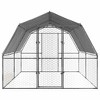 vidaXL Chicken Cages with Roof and Door Hen Coop 2 Pcs Silver - Galvanized Steel, Water-Resistant Polyethylene Roof, Spacious, 147.6" x 112.2" x 90.6" - 4 of 4