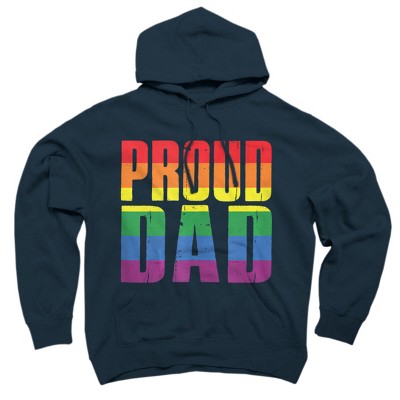 Adult Design By Humans Rainbow Pride Proud Dad By Luckyst Pullover Hoodie - Navy - X Large