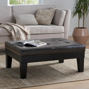 CAVINAS Modern Rectangular PU Leather Ottoman Bench with Storage Drawer,Upholstered Wooden Storage Ottoman for Living Room - 1 of 4