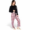 Anna-Kaci Women's Plaid Pajama Set with Long Sleeve Pocket Top and Relaxed Fit Elastic Waist Pants- Black,Small - 3 of 4