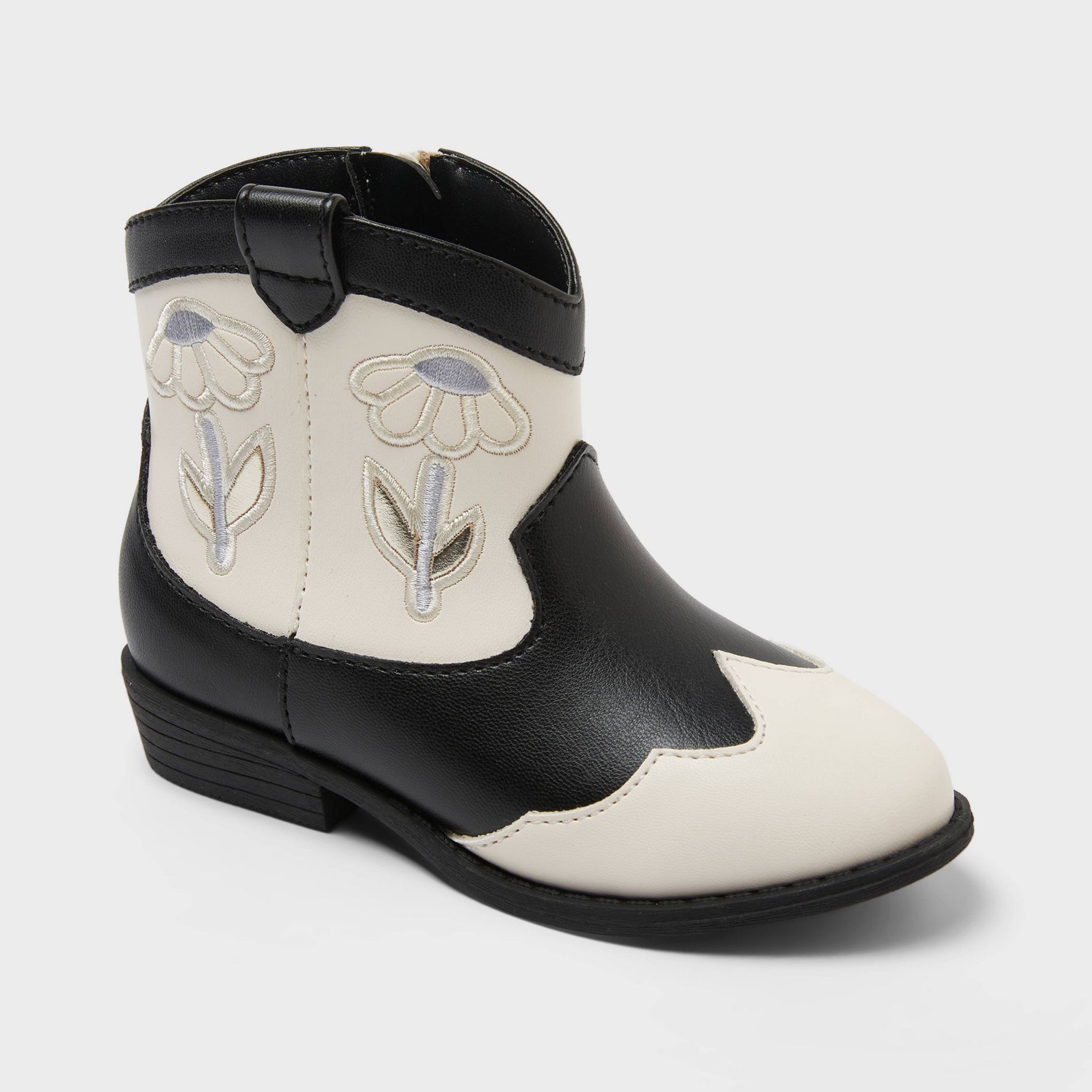 Toddler Girls' Bandit Western Boots - Cat & Jack™ White/Black