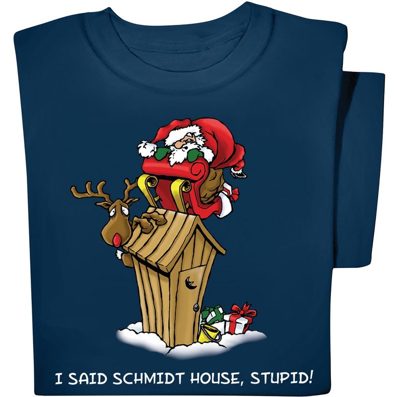 Collections Etc I Said Schmidt House Santa Reindeer Navy Holiday T-Shirt, 2 of 5