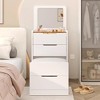 KTMBDW 3 in 1 Vanity Desk with Flip Top Mirror,Small Make Up Vanity Set with Visible Glass Desktop,3 Drawers,Cushioned Tool,Dressing Table for Bedroom - 2 of 4