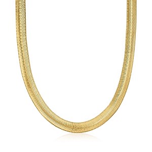 Ross-Simons Italian 18kt Gold Over Sterling Flat Snake-Chain Necklace Size 18 - 1 of 4