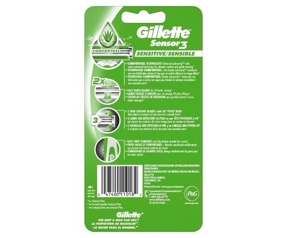 Gillette Sensor3 Sensitive Men's Disposable Razors - 8ct