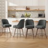 Bekrvio 26" Swivel Bar Stools Set 1/2/3/4 with Solid Wood Legs, 3.15" Linen Upholstered Seat with Back, Mid-Century Bar Chairs for Kitchen Island - 2 of 4