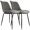 Elama 2 Piece Vintage Faux Leather Tufted Chair in Gray with Black Metal Legs - 3 of 4