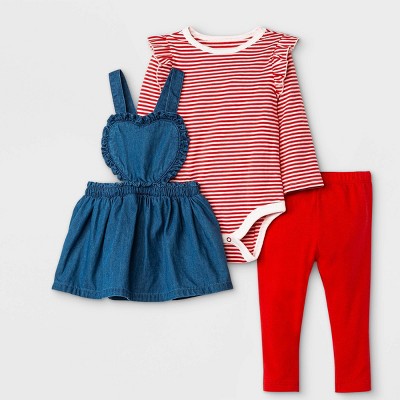 Image of Baby Girls' Valentine Skirtall Top & Bottom Set - Cat & Jack™ Red 0-3M