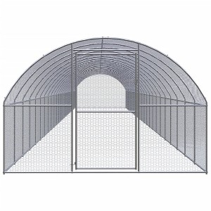 vidaXL Chicken Coop Silver Galvanized Steel 9.8 x 78.7 x 6.6 ft Durable - 1 of 4