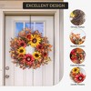 24 Inch Fall Wreaths for Front Door, Sunflower Wreath with Berries & Leaves, Large Autumn Wreath, Thanksgiving Harvest Wreath for Indoor Outdoor - 2 of 4