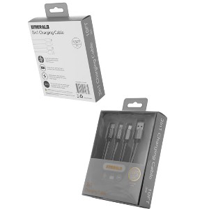 Emerald 10ft 3-in-1 Braided USB-A to Lightning, Type-C & Micro USB Fast Charging & Data Syncing Cable - 1 of 4