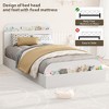 Twin Size Bed Frame, Wooden Beds with Storage Headboard and Raised-Foodboard for Kid, Twin-Floor Low Platform Bed for Bedroom, No Box Spring - 4 of 4