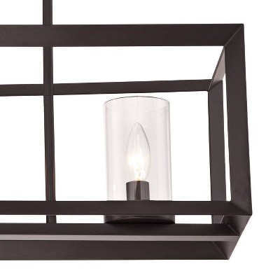 Oil Rubbed Bronze Linear Pendant Chandelier with Clear Glass