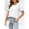 Coolmee Women's Tops Short Sleeve Striped Color Block T Shirts Crew Neck Loose Casual Tee Tops - 3 of 4