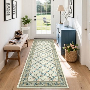 Modern Area Rugs Diamond Floor Mats with Non-Slip Backing - 1 of 4