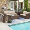 COWLOWN 7 Piece Outdoor Patio Furniture Sets with Two Storage Boxes, Brown Rattan and Beige Cushions, Outdoor Conversation Set for Garden and Deck - 3 of 4