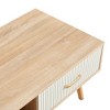 Bencmate Coffee Tables Rectangular Coffee Table, Simple Modern Style For Living Room, Office, Upgrade Home Style, Raw Wood And White, - 4 of 4