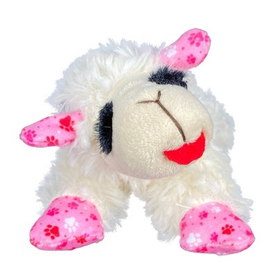 Multipet Lamb Chop with Pink Paw Pattern Dog Toy - 8"