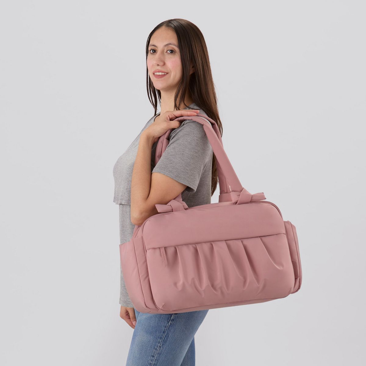 Motherhood Knotted Bows Duffle Diaper Bag, Dusty Rose - thumbnail 8