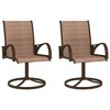 vidaXL Modern Patio Swivel Chairs - Set of 2 - Textilene and Powder-Coated Steel - Weather Resistant - Quick Drying - Brown - Assembly Required - 2 of 4