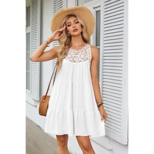 Women's Lace Halter Neck A-Line Dress Summer Sundress - 1 of 3