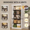 5-Tier Adjustable Bookcase, Wooden Freestanding Roman Column Bookshelf with Led Light for Home, Office, Living Room, Library, White - 3 of 4