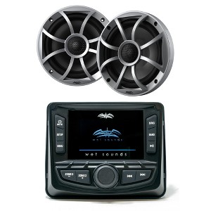 Wet Sounds WS-MC-2 Marine Radio with 1 Pair Wet Sounds RECON 6-S Recon Series 6.5" 60-Watt RMS Coaxial Speakers With Silver XS Grille And Cone (Pair) - 1 of 4