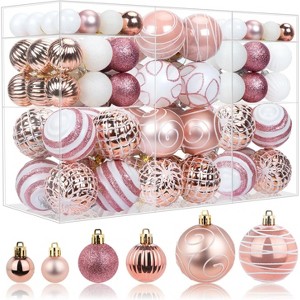 100 Pcs Christmas Ball Ornaments Set, Red and Green Xmas Tree Decoration, Shatterproof Decorative Hanging Balls with Loop for Christmas Party - 1 of 4