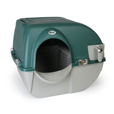 Omega Paw VM-RA15-1-PR Premium Roll N Clean Plastic Self Cleaning Enclosed Cat Kitten Self Separating Litter Box, Forest Green