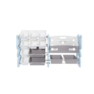 SEVOBAL Utility Storage Bins 6-Bin Kids Toy Nursery Organizer with HDPE Bins, Shelf for Playroom, Bedroom, Living Room, Gray, 14.17"*14.57"*33.86" - 1 of 4