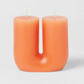 2-Wick Shaped Pillar Candle U Tan - Opalhouse™