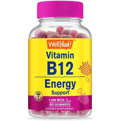 Wellyeah Vitamin B12 1000mcg Gummies - Raspberry Flavor - 60 Count : Target