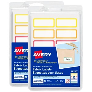 Avery No-Iron Fabric Name Labels, Rainbow Borders Preprinted Designs, Handwrite-Only, 2-Pack, 48 Preprinted Labels (22281) - 1 of 4