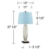 Regency Hill Landro Modern Mid Century Table Lamps 27 1/2" Tall Set of 2 Mercury Glass Blue Hardback Drum Shade for Bedroom Living Room Bedside Office - 4 of 4