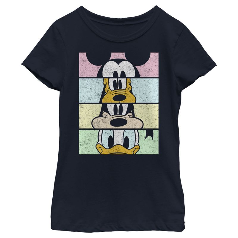Girl's Mickey & Friends Distressed Group Cropped Portraits T-Shirt, 1 of 5