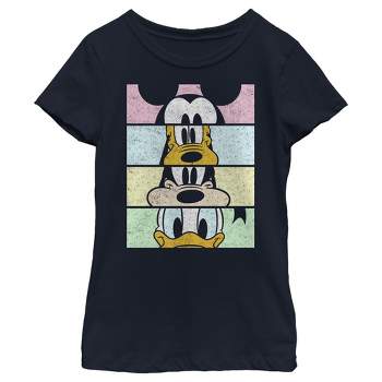 Girl's Mickey & Friends Distressed Group Cropped Portraits T-Shirt