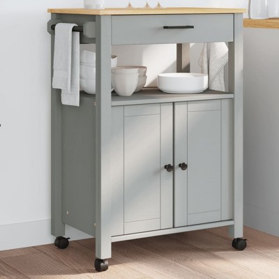 vidaXL Kitchen Trolley MONZA 23.6 in.x15.7 in.x35.4 in. Solid Wood Pine