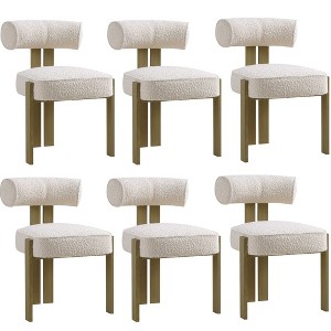 Upholstered Dining Chairs,Modern Boucle  Dining Room Chairs with  Ergonomic Curved Back , Comfortable Kitchen Chairs - 1 of 4