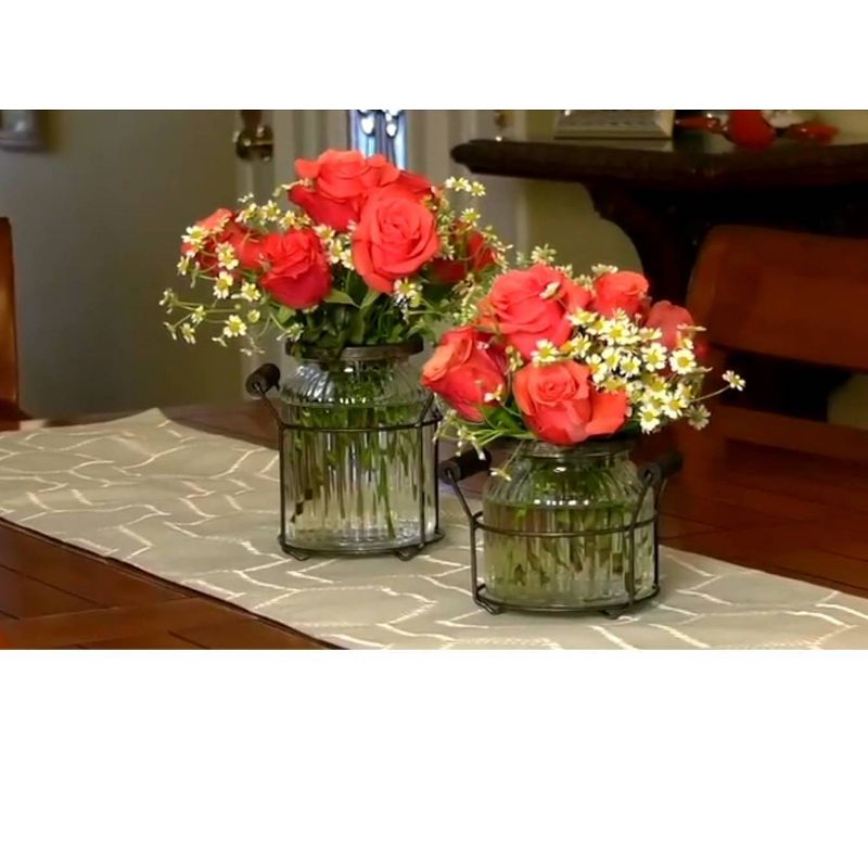 Set of 2 Glass Vases with Lids Metallic Pewter - Ultimate Innovations, 5 of 8