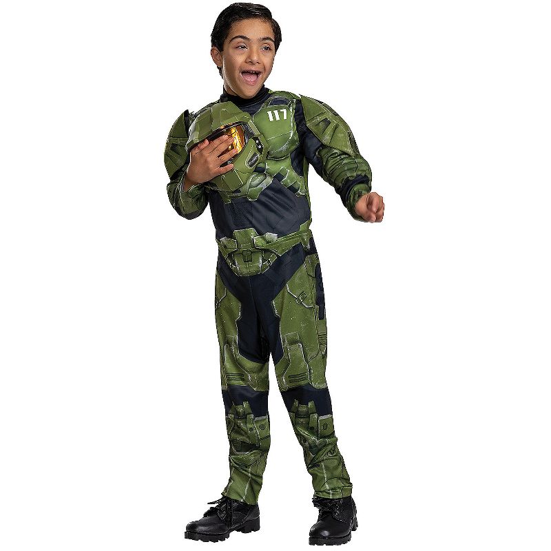 Disguise Boys' Adaptive Halo Infinite Master Chief Muscle Jumpsuit Costume, 1 of 2