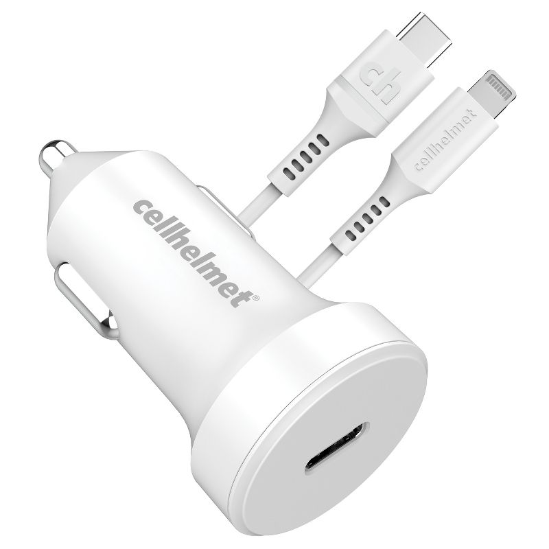 cellhelmet® 20-Watt Single-USB Power Delivery Car Charger with USB-C® to Lightning® Round Cable, 3 Feet, 1 of 8