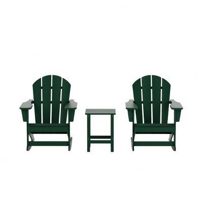 WestinTrends 3 Piece set Outdoor Patio Poly Adirondack rocking chairs with side table