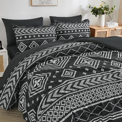 Der Rose BALHAM TRADE-Queen Size Comforter Set 7 Pieces Boho Aztec Lightweight Soft Bed Comforter Set Grayish Blue-Queen 90"x90" — фото 5