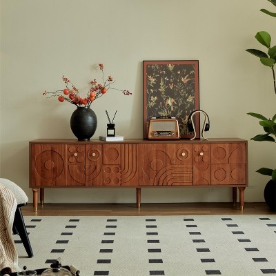 LOVSON 70.8'' Mid-Century TV Stand,with 4 Drawer Media Console, Wooden Entertainment Center for 55+ Inch TVs, for Living Room, Bedroom, Walnut
