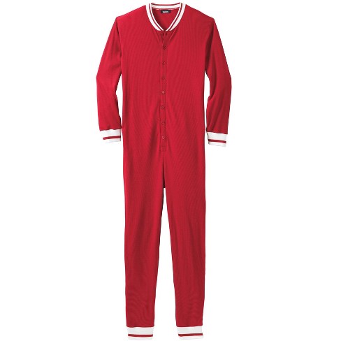 Red Cotton Union Suit - Unisex - Footless - Men & Women